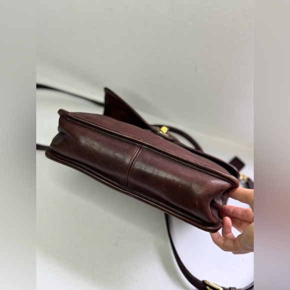 Vintage Coach Mahogany Brown Leather Willis Turnlock Shoulder Crossbody Bag 9927 - Picture 14 of 16
